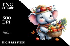 Quirky Baby Elephant with Autumn Vegetables | Clipart Product Image 3
