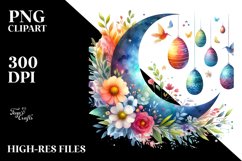 Colorful Half Moon with Easter Eggs PNG Product Image 2