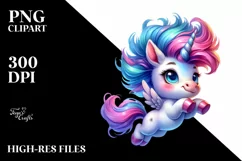 Excited Funny Baby Unicorn PNG Product Image 3