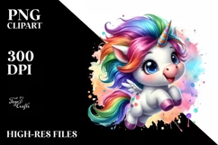Excited Funny Baby Unicorn PNG Product Image 1