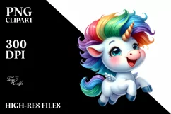 Excited Funny Baby Unicorn PNG Product Image 1
