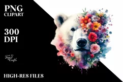 Artistic Polar Bear Half Made of Flowers | Sublimation | Product Image 3