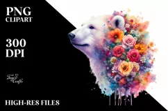 Artistic Polar Bear Half Made of Flowers | Sublimation | Product Image 3