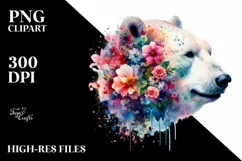 Artistic Polar Bear Half Made of Flowers | Sublimation | Product Image 1