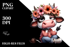 Casually Sitting Cow with Side-Eye PNG Product Image 2