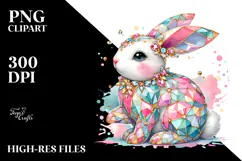 Pastel Bunny Made of Diamonds with Golden Insertions, Product Image 2