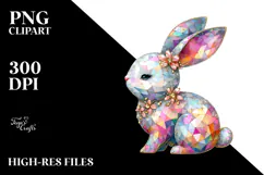 Colorful Bunny Made of Diamonds, PNG Product Image 2