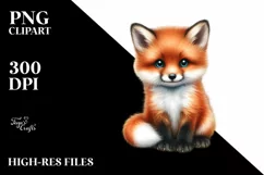 Funny Baby Fox Sitting in Front of Barn | Sublimation | Product Image 1