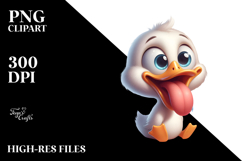 Funny Digital Painting of a Silly Cartoon Duck PNG Product Image 2