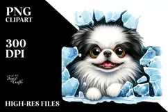 Crazy Looking Japanese Chin Watercolor Clipart Product Image 1