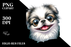 Crazy Looking Japanese Chin Watercolor Clipart Product Image 2