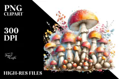 Detailed Mushroom Watercolor Splash PNG Product Image 2