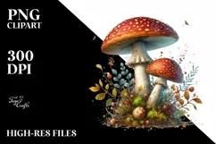detailed Mushroom Watercolor Splash PNG Product Image 3