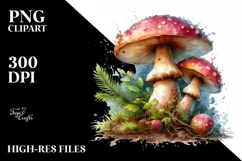 Detailed Mushroom Watercolor Splash PNG Product Image 1