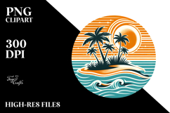 Retro Tropical Island Sun Clipart Product Image 2