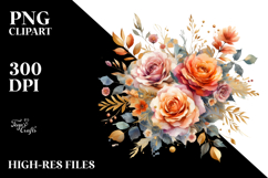 Colorful Orange Roses Watercolor Product Image 2