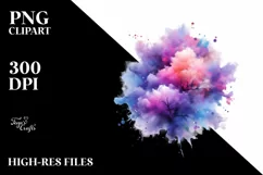 Colorful Purple Watercolor Splash | Summer Clipart Product Image 3