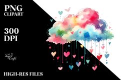 Colorful Washed Cloud Hearts PNG Product Image 2