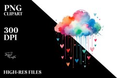 Colorful Washed Cloud Hearts PNG Product Image 2