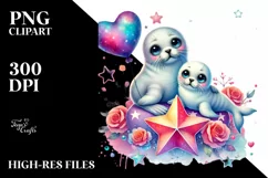 Adorned Baby Seal Star Heart PNG Product Image 2