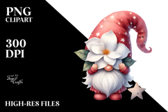 Cute Gnome with Gardenia on Star, Transparent PNG Product Image 2