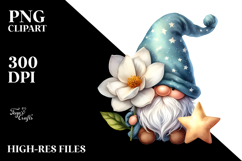 Cute Gnome with Gardenia PNG Product Image 2
