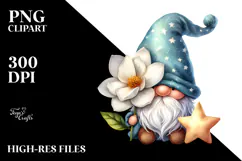 Cute Gnome with Gardenia PNG Product Image 2
