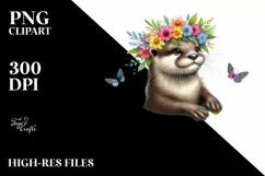 Watercolor Beach Otter Polar Bear Wreath Clipart Product Image 1