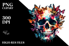 Colorful Grungy Skull Painting, PNG Product Image 2