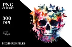Colorful Skull Painting, Transparent PNG Product Image 2