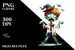 Funny Zombie Halloween Clipart PNG Product Image 3