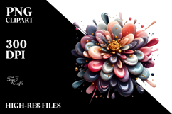 Glossy Zinnia Watercolor Splash PNG Product Image 2