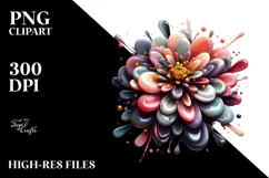 Glossy Zinnia Watercolor Splash PNG Product Image 2