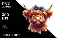 Funny Highland Cow with Bow and Tie, High-Res PNG Product Image 2