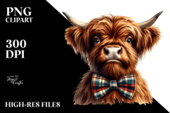 Funny Highland Cow with Bow and Tie, High-Res PNG Product Image 2