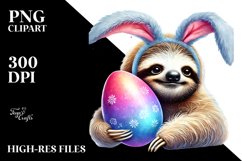 Pastel Baby Sloth with Bunny Ears PNG Product Image 2