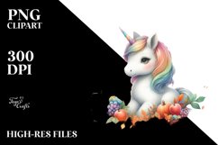 Colorful Baby Unicorn Autumn PNG Product Image 3