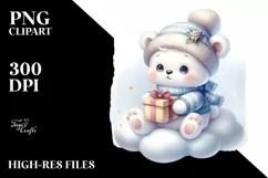 Pastel Baby Polar Bear on Cloud, Transparent PNG Product Image 3