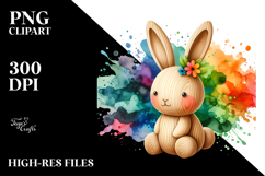 Colorful Bunny Made of Wood PNG Product Image 2