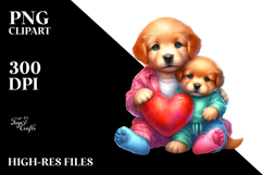 Baby Puppy Holding Heart PNG Product Image 2
