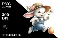 Happy Bunny Running with Eggs PNG Product Image 2