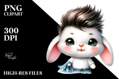 Cute Baby Rabbit Watercolor PNG Product Image 2