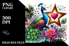 Peacock Sitting on Star PNG Product Image 2