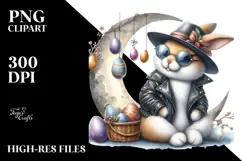 Bunny with Leather Shat and Sunglasses PNG Product Image 2