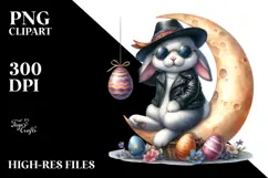 Bunny with Leather Shat and Sunglasses PNG Product Image 2