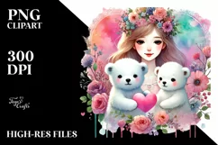 Pastel Baby Polar Bear Heart PNG Product Image 2