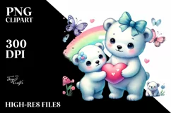 Colorful Polar Bear Valentines Heart PNG Product Image 2