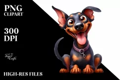 Cute Watercolor Doberman Pinscher Clipart Product Image 3