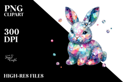 Diamonds Bunny Watercolor PNG Product Image 2