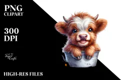 Cute Smiling Highland Cow in Pocket | Sublimation | Clipart Product Image 2
